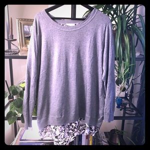 Grey Cut-Out Sweater with Floral Design